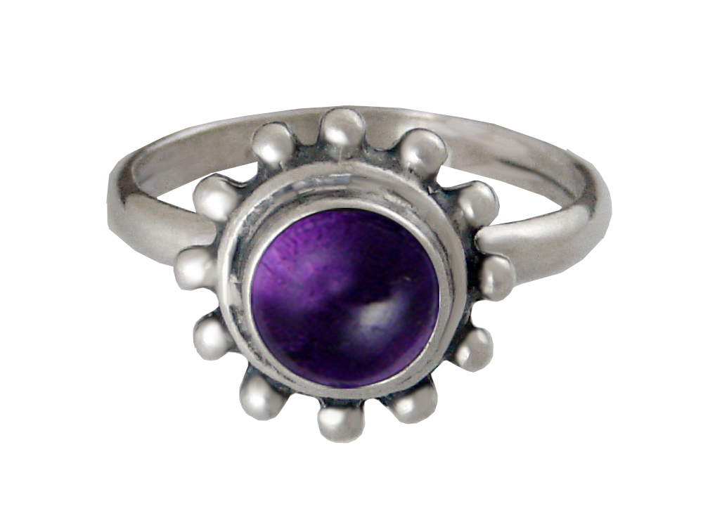 Sterling Silver Gemstone Ring With Amethyst Size 9